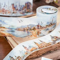 Mr Paper, 6 Rolls/Bag Along the Scenery Series Cityscape Paper Tape Set Colourful Tape Stickers Stationery Supplies Washi Tape 1