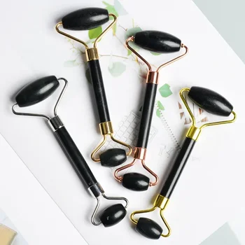흑요석 페이셜 마사지 롤러, 블랙 페이스, 블랙 옥 롤러, 천연 흑요석 페이셜 마사지 롤러