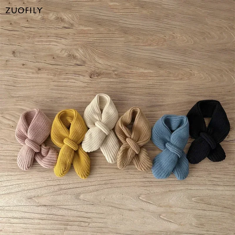 Soft Knitted Kids Scarf Winter Warm Infant Toddler Neck Warm Fashion Children Girl Boy Scarves Baby Bib Solid Color Neckerchief baby scarf,kids hat scarf set