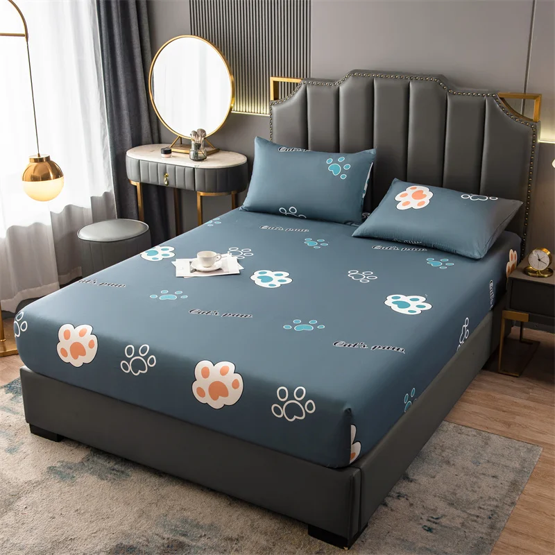 

Good Quality Bedding Sheets Washed Cotton Printed Bedspread Euro Bedsheet Band Elastic 150* 200/180 * 200/200 *220 Bedcap Mattre