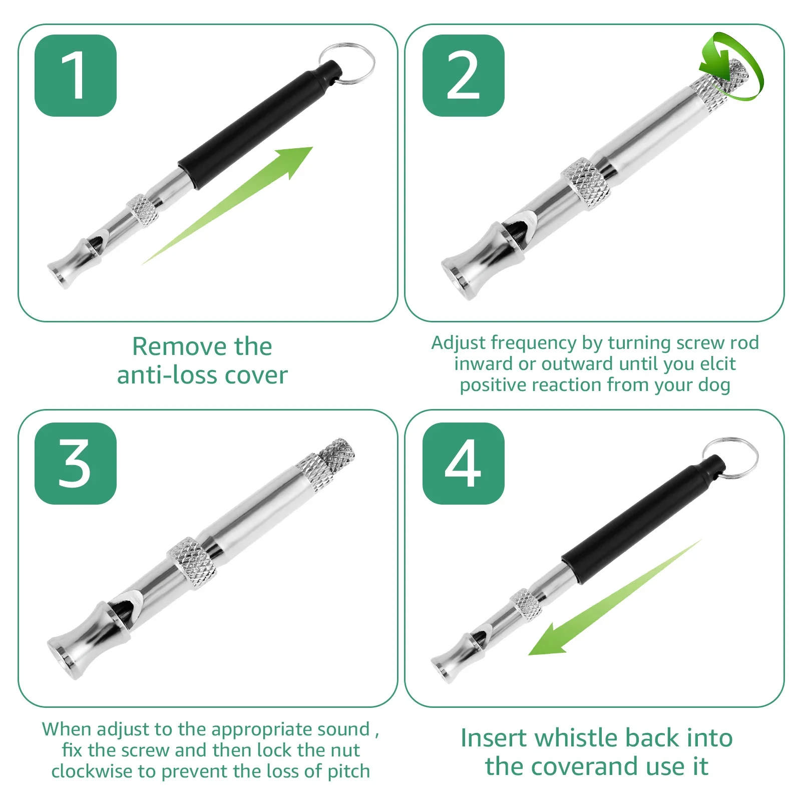 4Pcs Dog Whistle Adjustable Training Ultrasonic Puppy Whistle with Lanyard To Stop Barking Bark Deterrent Control Dog