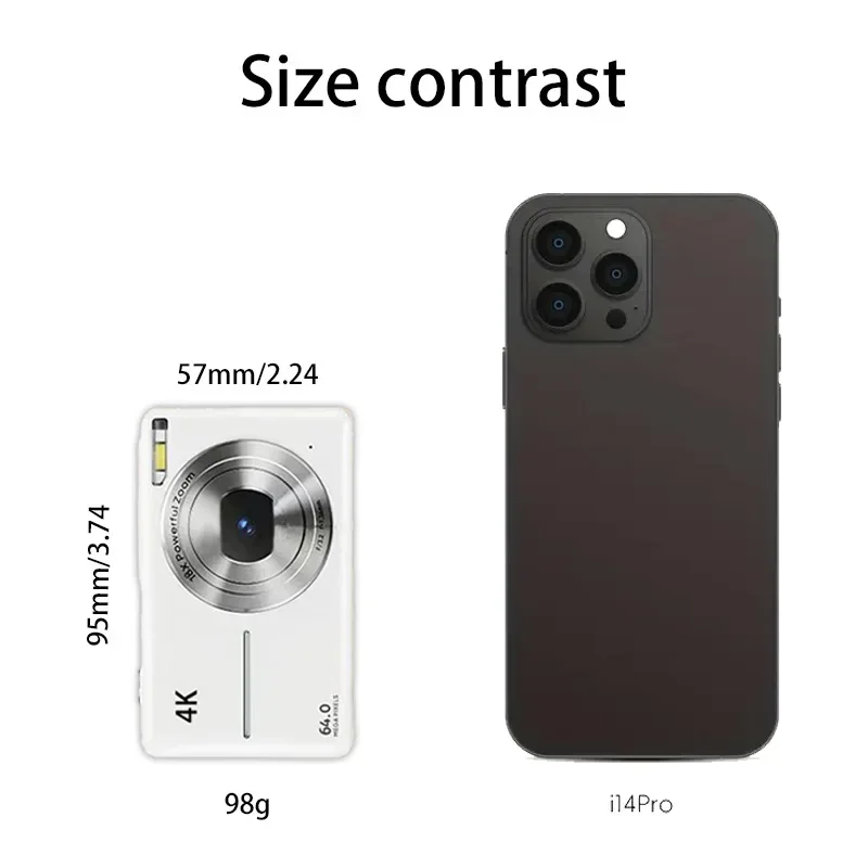 4K HD Mini Digital Camera 64M Pixels with 2.4 Inch Screen Student Digital Cam Auto Focus 18x Zoom Photography Outdoor Travel 6