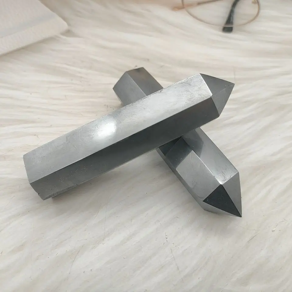 1Pc  Terahertz Point Thz Wands Healing Chakras Quartz Natural Minerals Small Tower Wholesale Stone Home Decorative Accessories