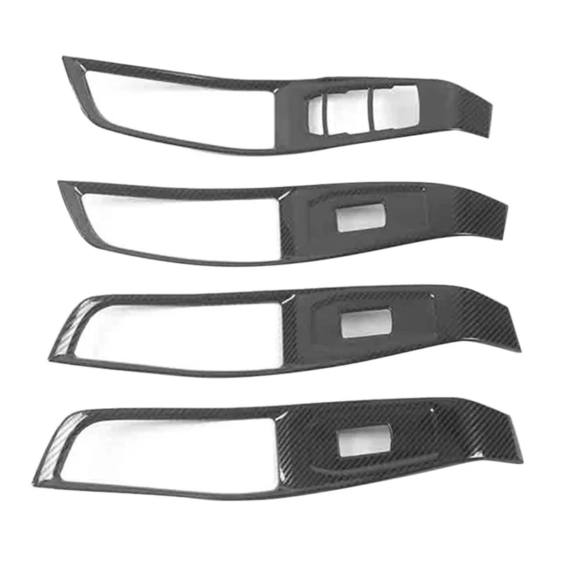 

4PCS Car Carbon Fiber Stainless Steel Window Lift Switch Button Panel Cover Trim Decor Frame Accessories for MG MG5 2021