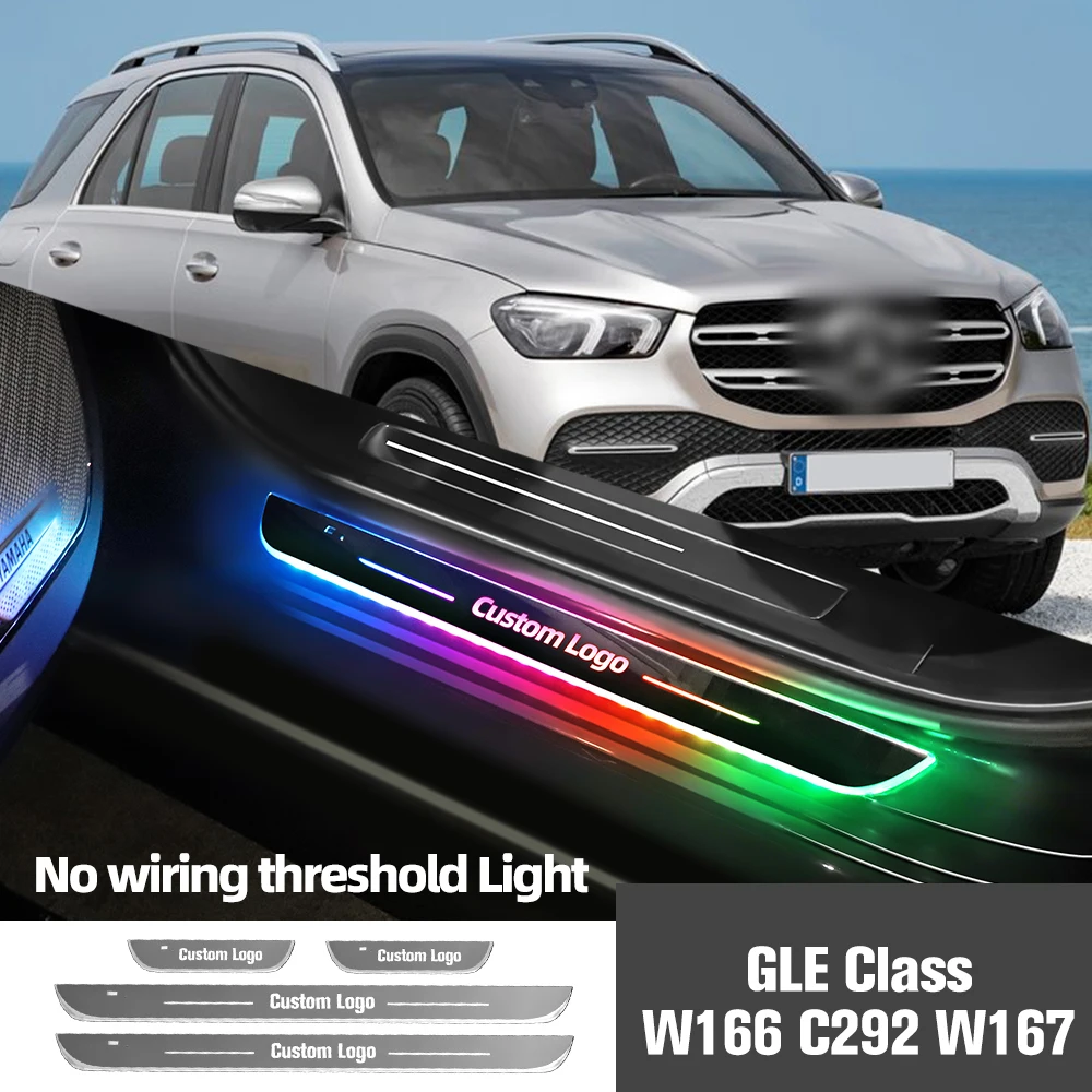 

For Mercedes Benz GLE Class W166 C292 W167 V167 Car Door Sill Light Customized Logo LED Welcome Threshold Pedal Lamp Accessories