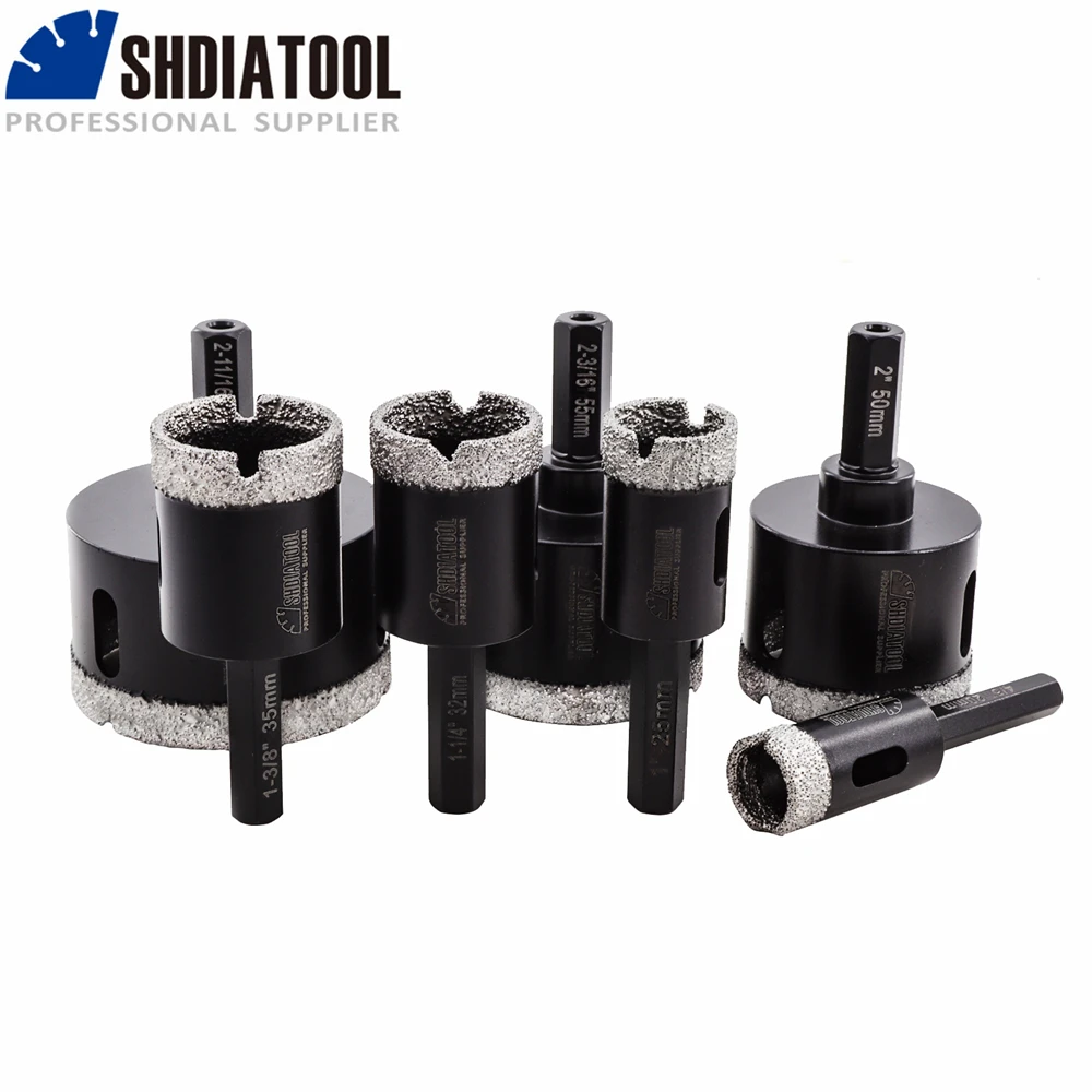 

1pc SHDIATOOL Diamond Hole Opener Dia20/25/32/35/50/55/68mm Hex Shank Dry Drilling Tile Ceramic Masonry Drill Bits Crown