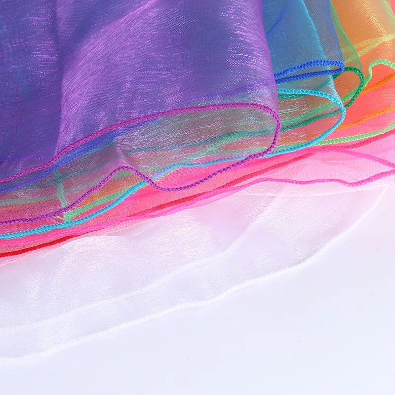 Vibrant Multi-Color Chiffon Silk Scarf for Performance and Dance