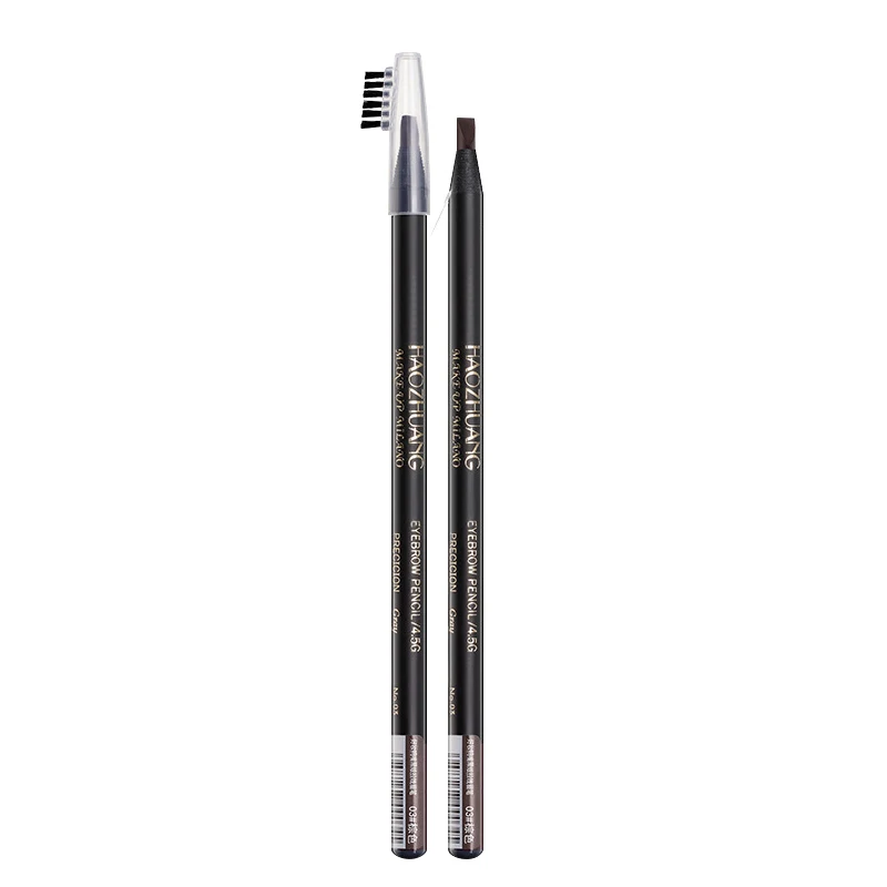 High quality HAOZHUANG pull eyebrow pencil black leather makeup wild line eyebrow pencil hard core flat head pen White pen 4