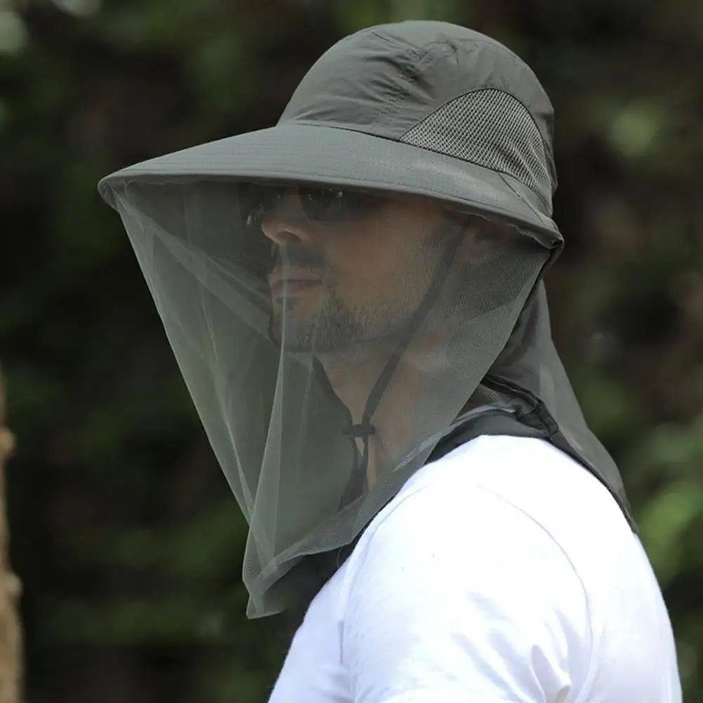 Summer Insect Proof Cap Mosquito Hat Unisex Face Neck Protection Bucket Hat Outdoor Fishing Jungle Farm Fishing Sun