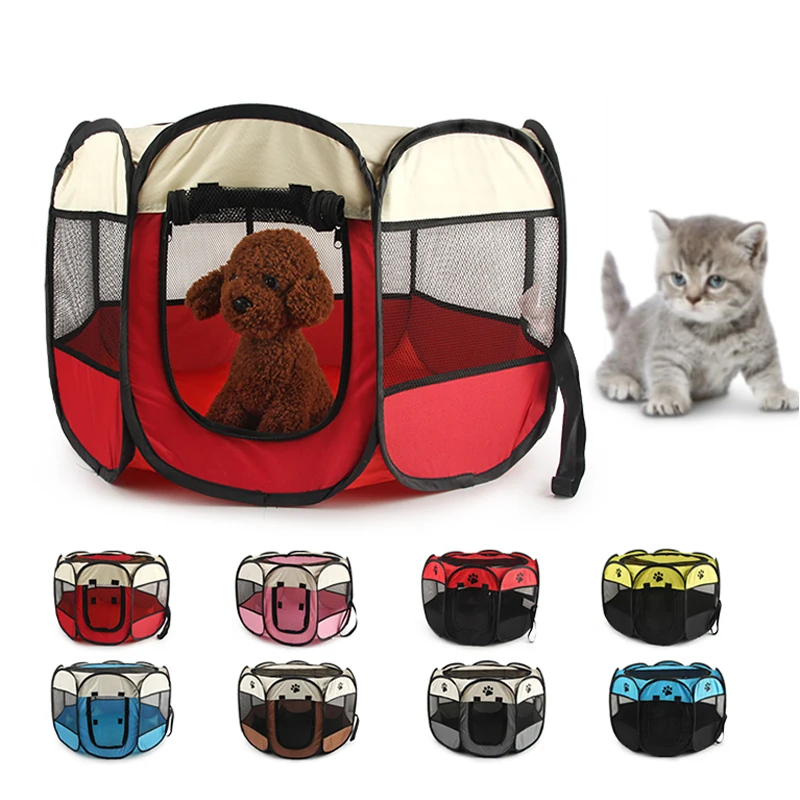 Dog Crate Playpen Attached Portable Dog Fences Outdoors Portable