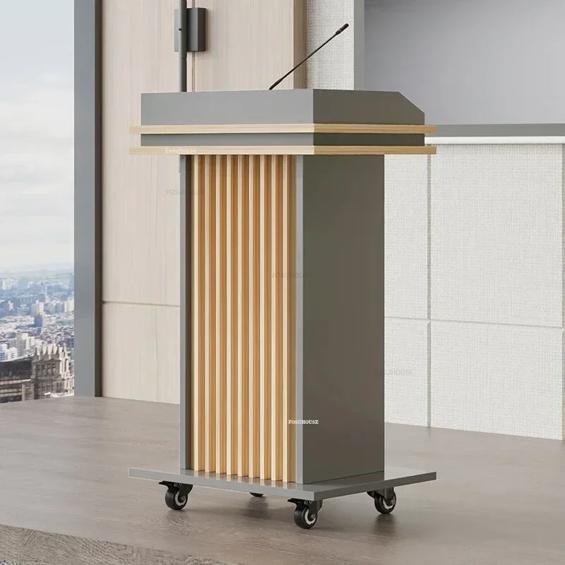 Small Church Pulpit Creative Wooden Reception Desks Modern Front Desk Welcome Desk Restaurant Shopping Guide with Wheels