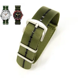 Durable Army Sports Nylon Watch Band - Universal 20mm & 22mm Strap - 22mm (Green Black - S)