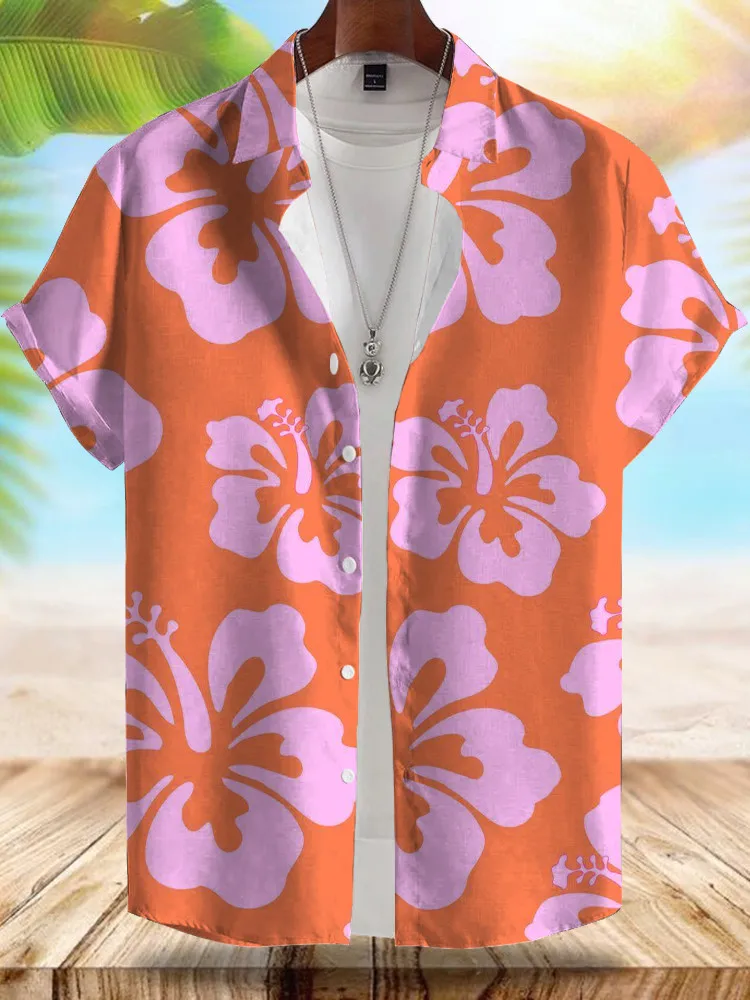 Seaside Hawaiian Style Men's Shirt Summer Vacation Casual Men's Short-sleeved Shirt Outdoor Beach Loose Comfortable Men's Shirt 5