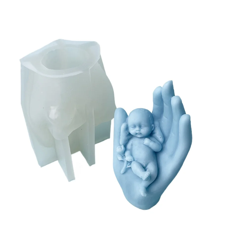 Angel Human Hand Silicone Candle Mold, Palm Baby Soap, Plaster Mould, Kid Chocolate Ice Making, Desk Decor, Mother's Day Gift