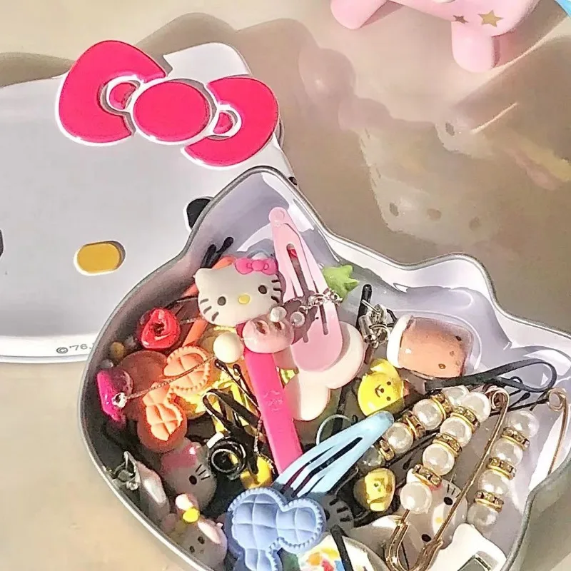 

Kawaii Sanrio Hello Kitty Storage Box Cute Multifunctional Desktop Stationery Jewellery Organiser with Lid Dessert Packing Box