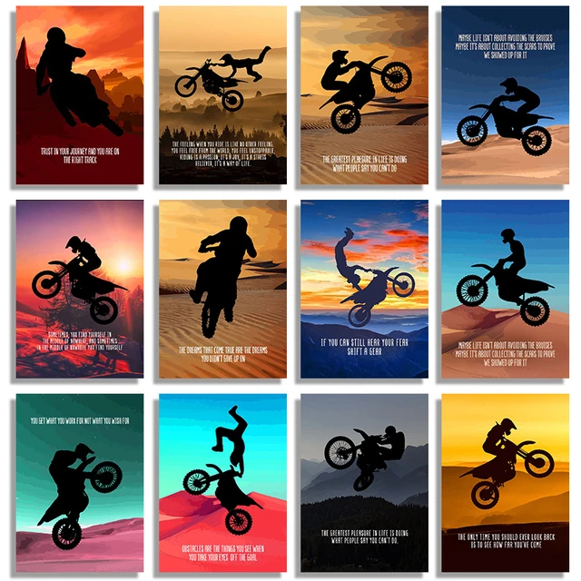 Inspirational Wall Art Co. - I Was Born To Ride - Motocross ATV  Freestyle Racing Gift Boys Motivation Quotes Posters Print for Home Office  Decor - 11X14 inches : Everything Else