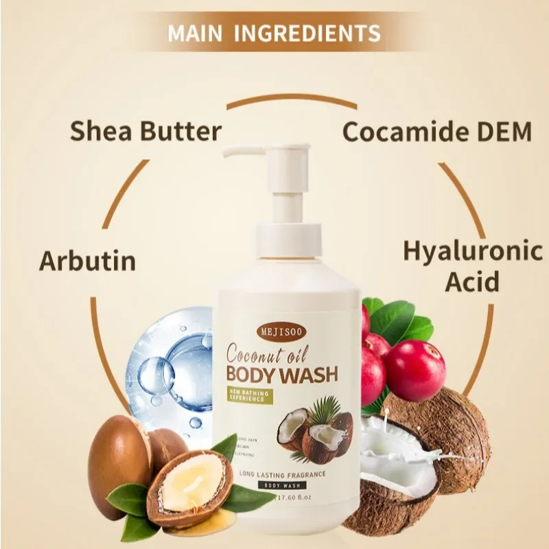 Long-Lasting Hydration and Soothing Shower Gel with Organic Coconut Oil for Dry Sensitive Skin Shea Butter Moisturizing Cleanser
