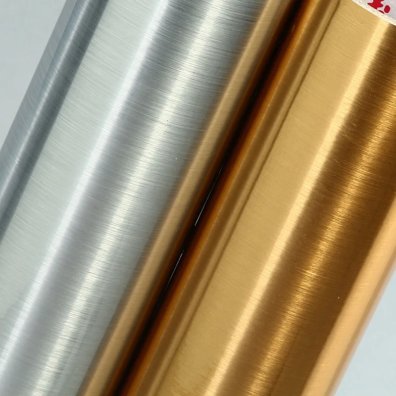 두꺼운 자체 접착 브러시드/거울 벽지, 오래된 전기 리노베이션 스티커, 가구 책상 방수 금속 스티커 종이