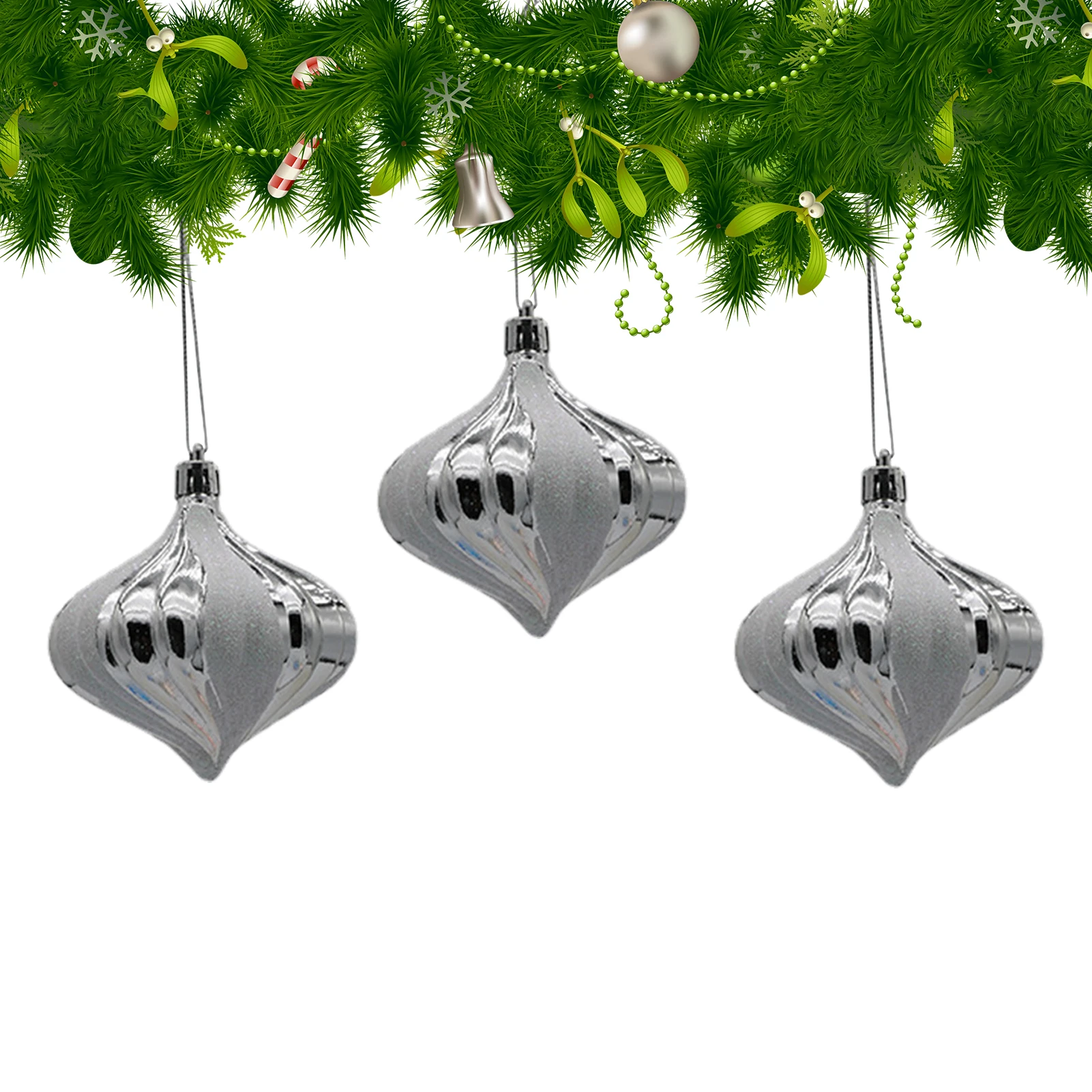 

3PCs Onion Balls Christmas Tree Decoration | Onion Ball Pendant Onion Ball Design Christmas Ball Pendant Hanging Decorations