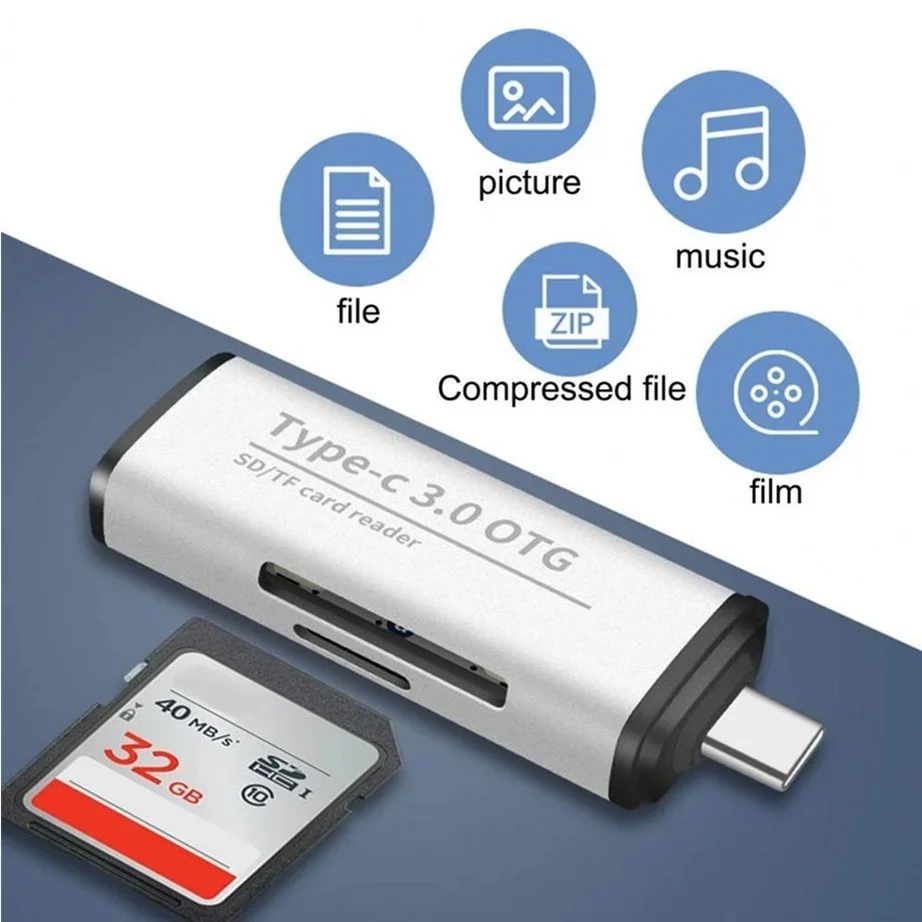 USB Card Reader 2 in 1 Type C USB 3.0 To SD Micro SD TF Adapter For Laptop Phone OTG Cardreader Smart Memory TF Card Reader