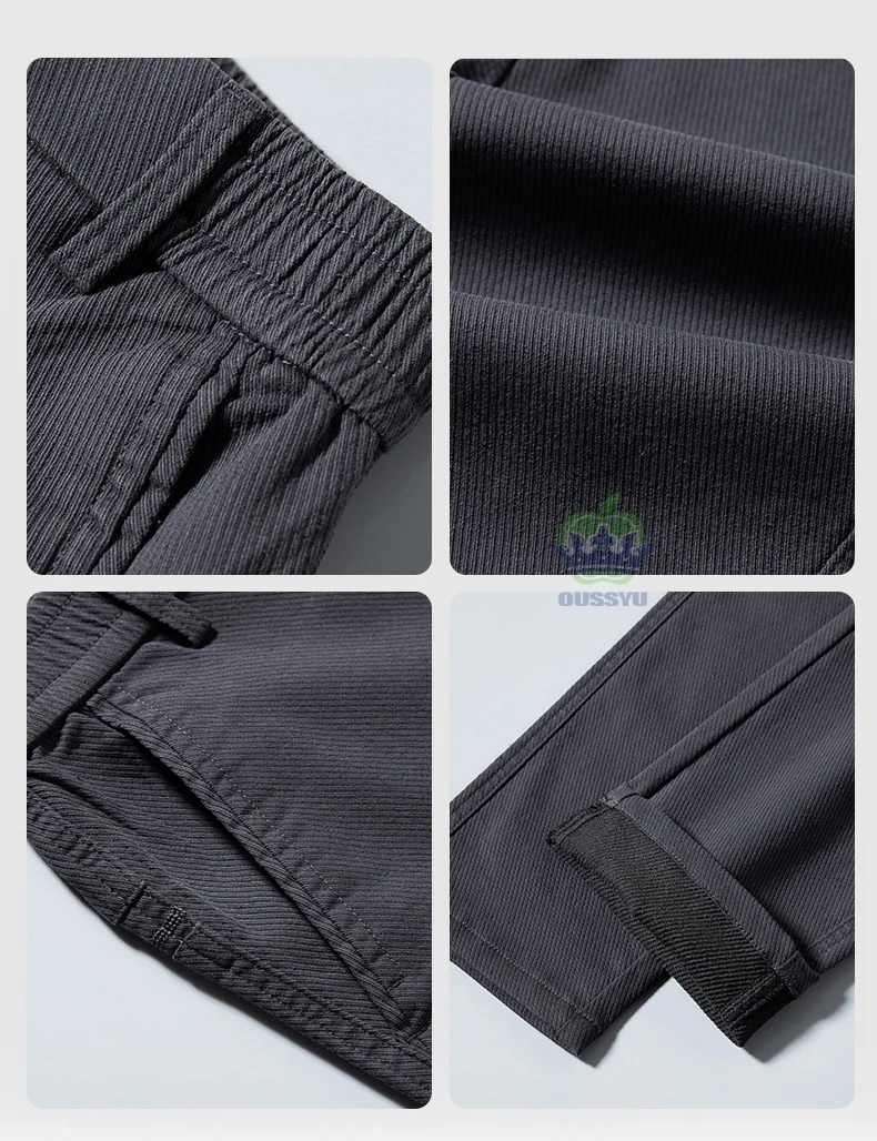 Hohe Qualität Herbst Winter Baumwolle Stoff Casual Hosen Männer Grau Schwarz Braun Korea Arbeit Klassische Slim Fit Cargo Hosen Männlichen 28-38 – Detail 5