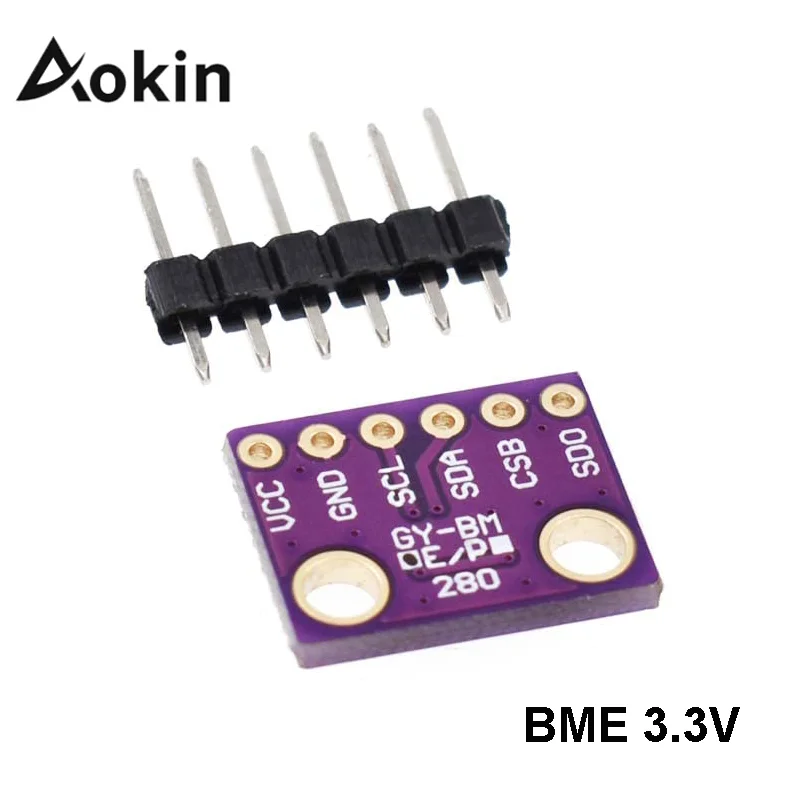 digital barometric sensor module Aokin BME280 3.3V BMP280 5V Digital Barometric Altitude Sensor I2C/SPI High Accuracy Humidity Temperature Module