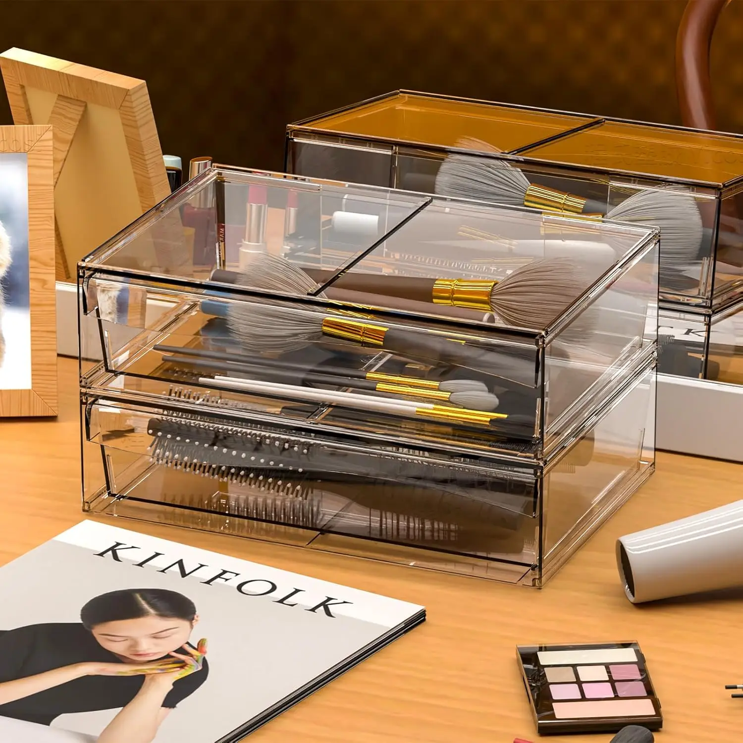 6 Pack Acrylic Drawer Organizer and Make Up Organizers and Storage 6