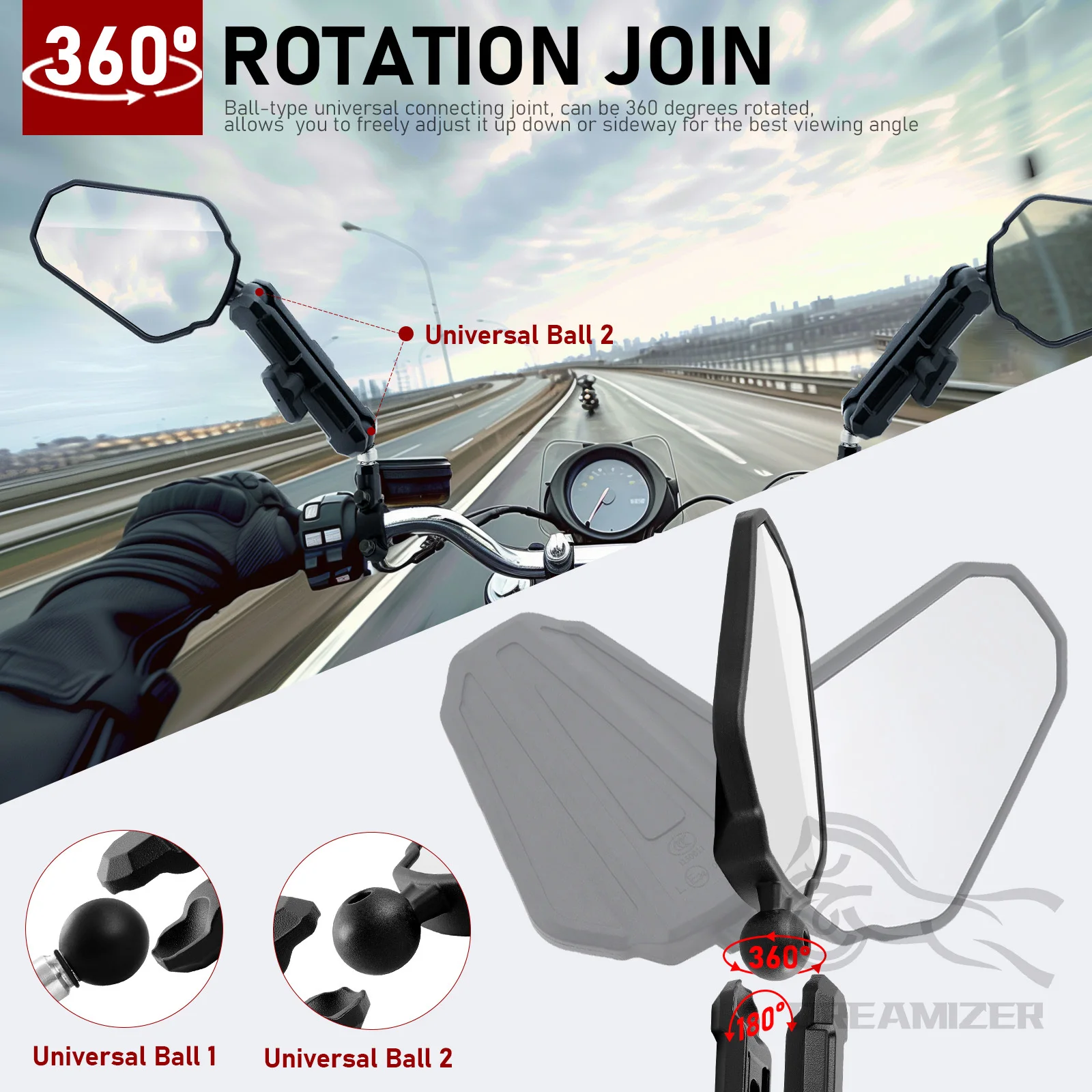 Motorcycle mirrors Universal Motorcycle Mirrors Angle Adjustable Folding Handlebar Side Mirror Compatible Adventure Dirt Street Bike ATV