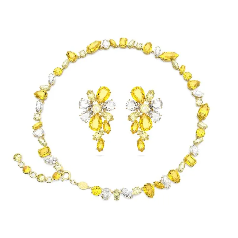 2024 Original Zircon Crystal Jewelry Necklace Earrings Bracelet Sets Party Unique Charms Gift for Women Free Shipping
