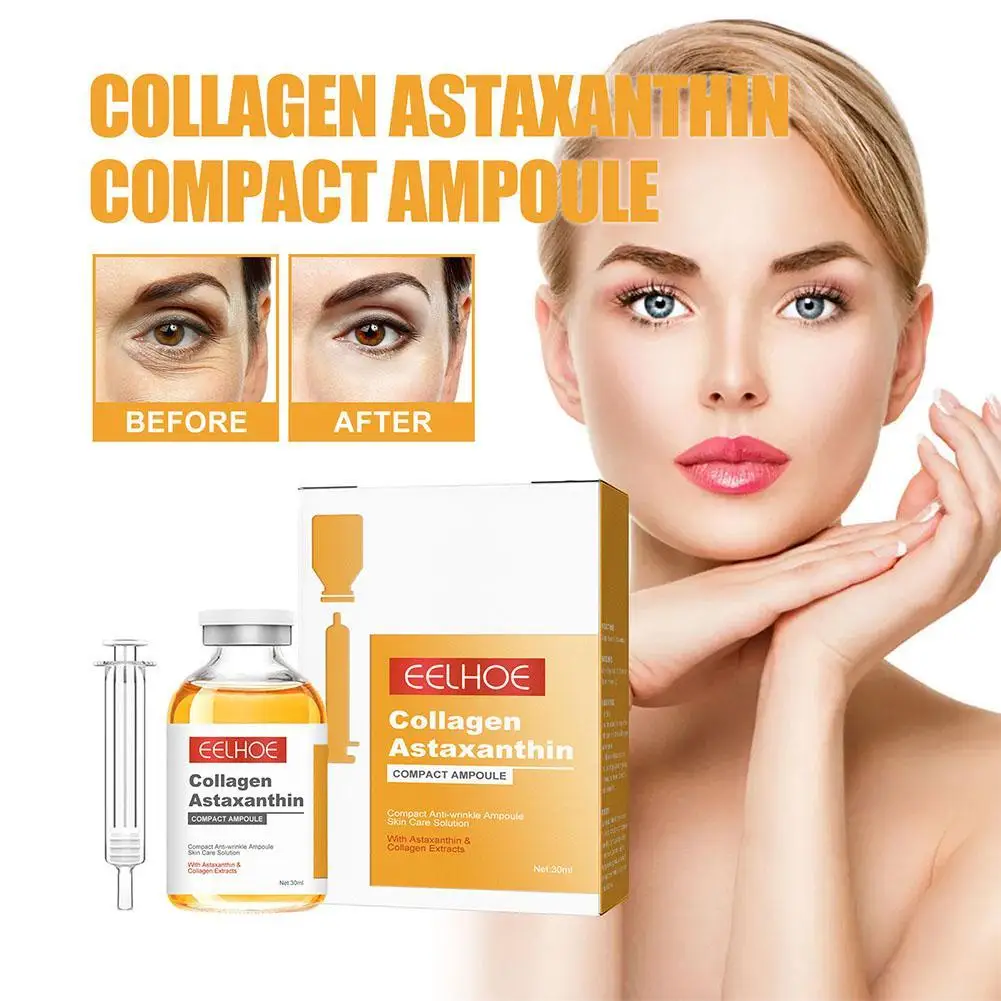 30ml Collagen Astaxanthin Lifting Ampoule Instant Wrinkle Remover Face Serum Lifting Firming Fade Fine Lines Anti-aging