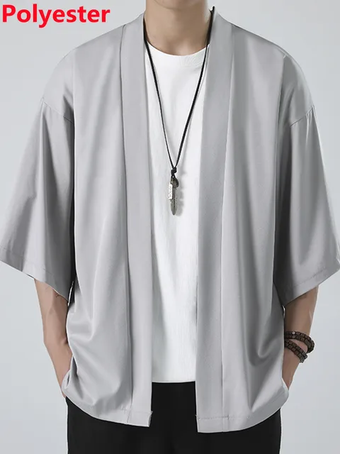 Crane Embroidery Haori Kimono Harajuku Japanese Style Plus Size Men Samurai Costume Yukata Asian Clothes Cardigan Women Jacket gray