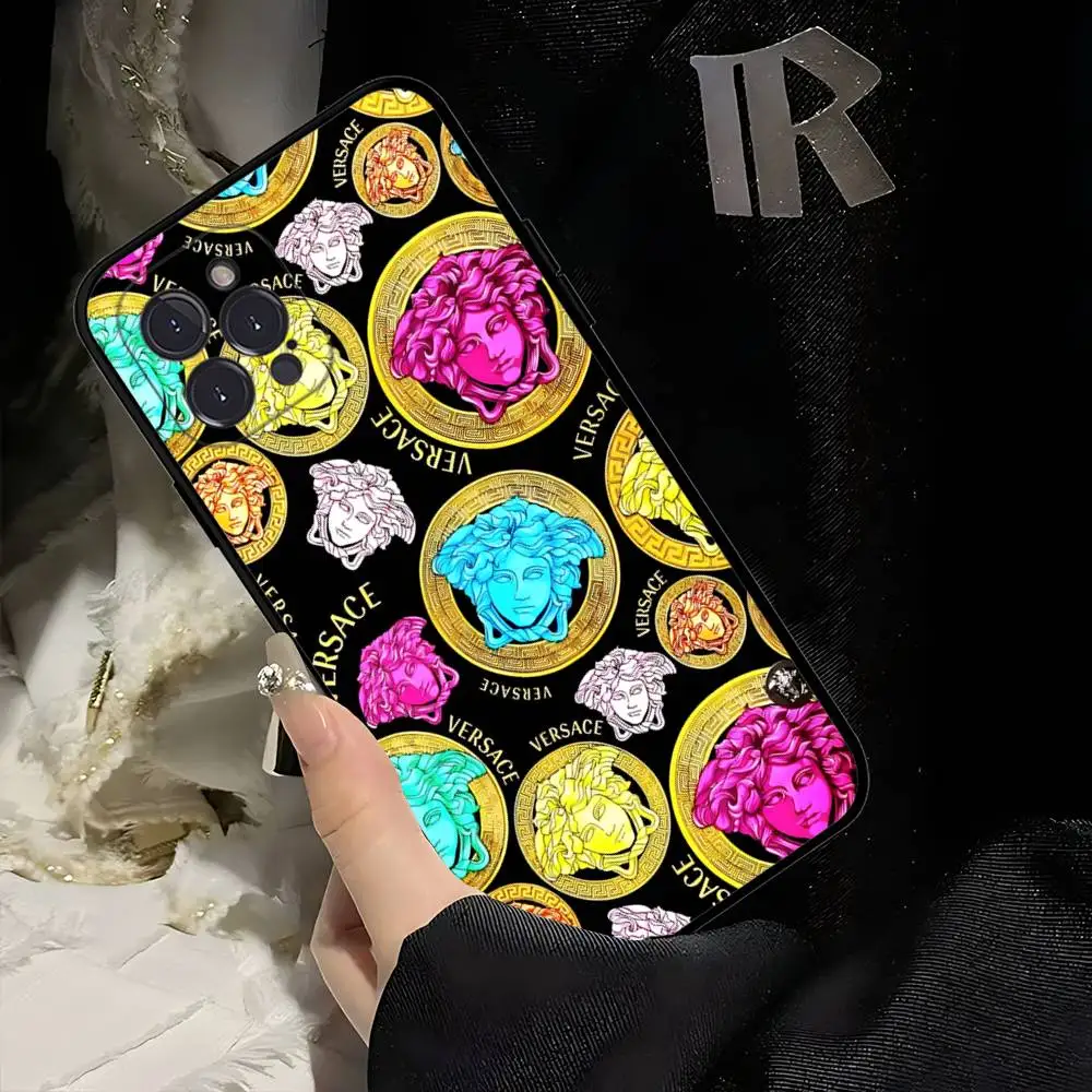 Luxury V-Versace Designer Silicone Phone Case - Black Cover