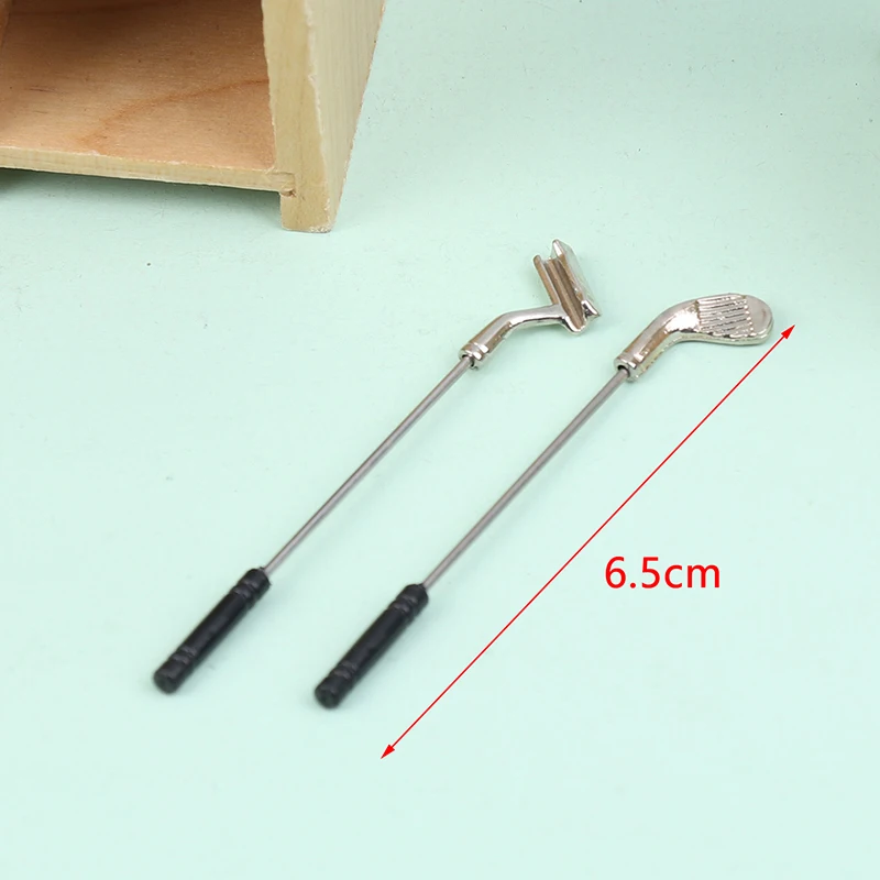 5Pcs/set Mini Golf Clubs Toys Pretend Play Miniature Golf Model With 4 Sticks And 1 Ball 1:12 Scale Dollhouse Golf Toy