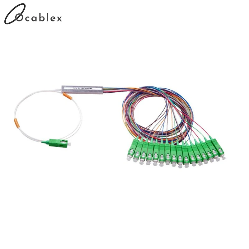 High Quality SC APC 1X16 Fiber Optic Splitter PLC FTTH 0.9mm SteelTube 1m Connector Cassette Insertion Type Communication Kit