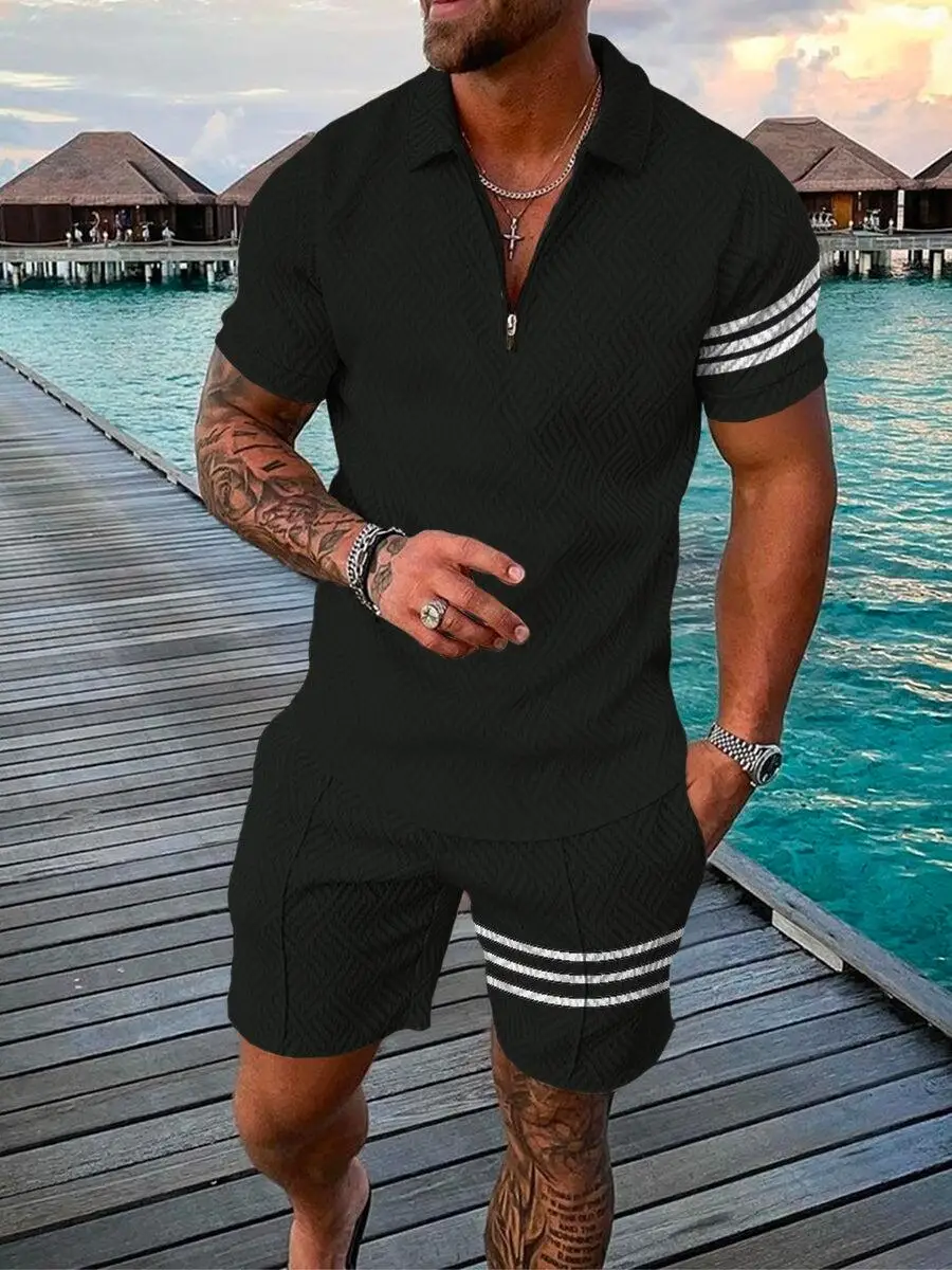 Summer Men Polo Sets Jogging Sport Tracksuit 3D Print Oversize Two Piece Short Sleeve T-Shirt Shorts Trendy Gym Outfit Clothes new luxury brand mens set summer short sleeve shorts sport suit men casual fashion jogging two piece sets men tracksuit