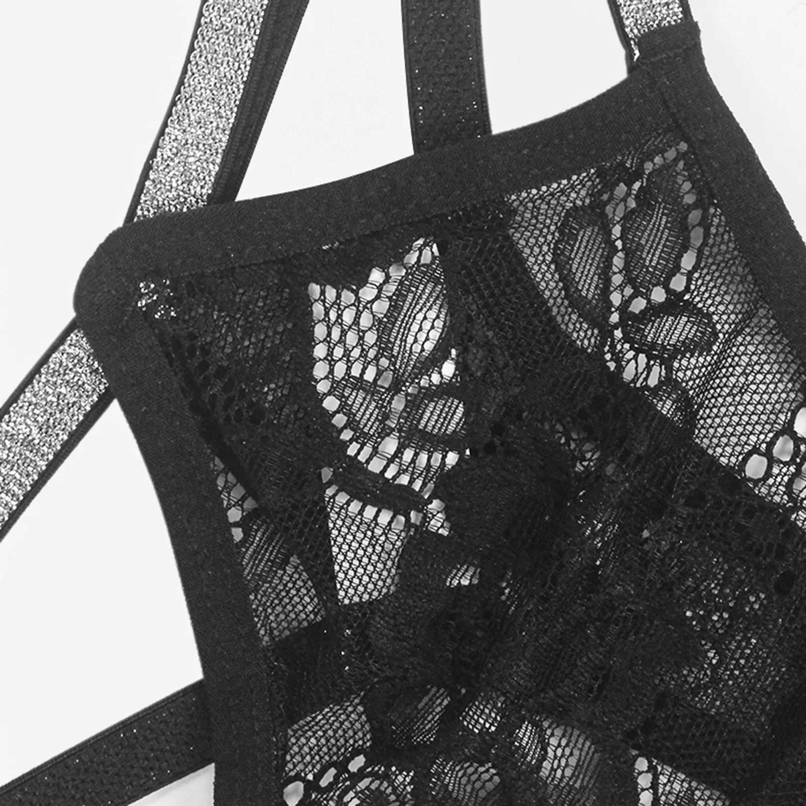 New Sexy Black Bra Women Sheer Lace Triangles Bralette padded Tops