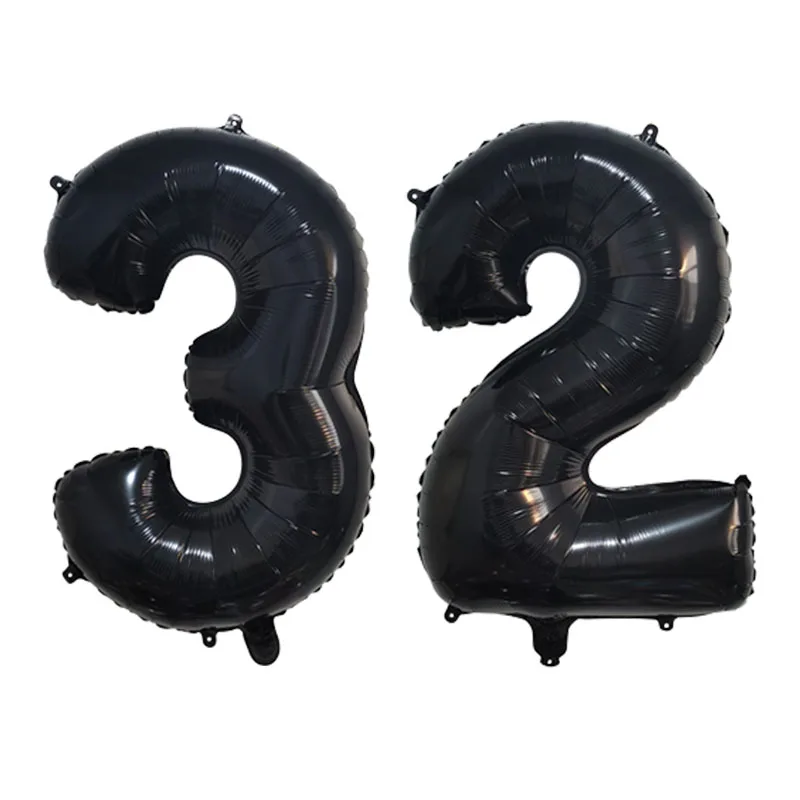 2 globos de helio de 32 pulgadas, dorados, plateados, negros, azules y rosas, con números 28, 29, 30, 31, 32 y 33, suministros de decoración para fiestas de feliz cumpleaños