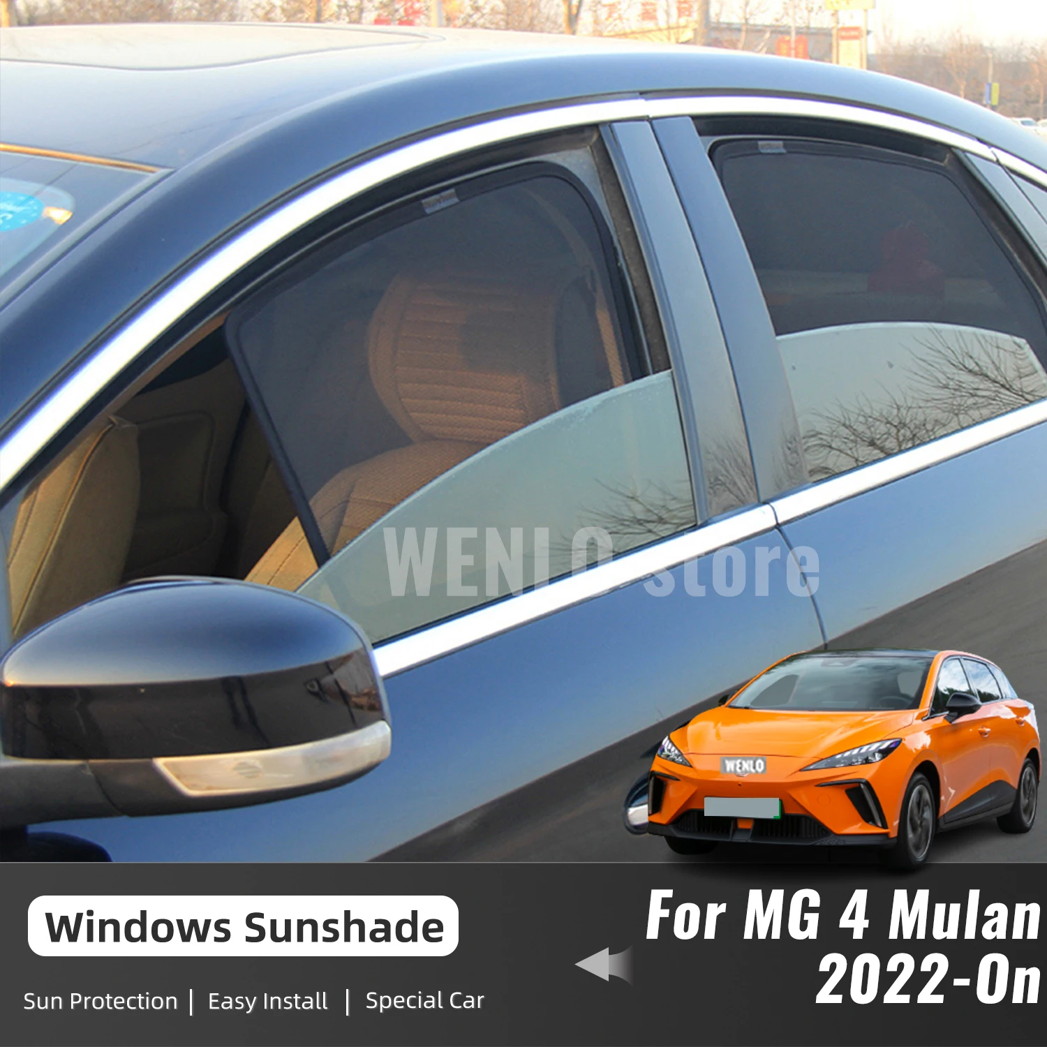 

For MG MG4 Mulan MG 4 EH32 2022 2023 2024 Magnetic Car Sunshade Customized Side Window Curtain Sun Shield Visor Front Windshield