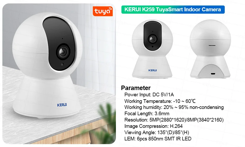KERUI Tuya Alarmsystem 4G Kabelloses WLAN-Hausalarmsystem 433MHZ PIR-Sensoren Tuya Smart Life Sicherheitsschutz Alexa – Detail 23