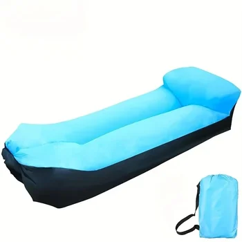 Poltrona lounge gonfiabile con cuscino: portatile, facile da piegare, facile da usare, adatta per divani da campeggio, da spiaggia e per le vacanze