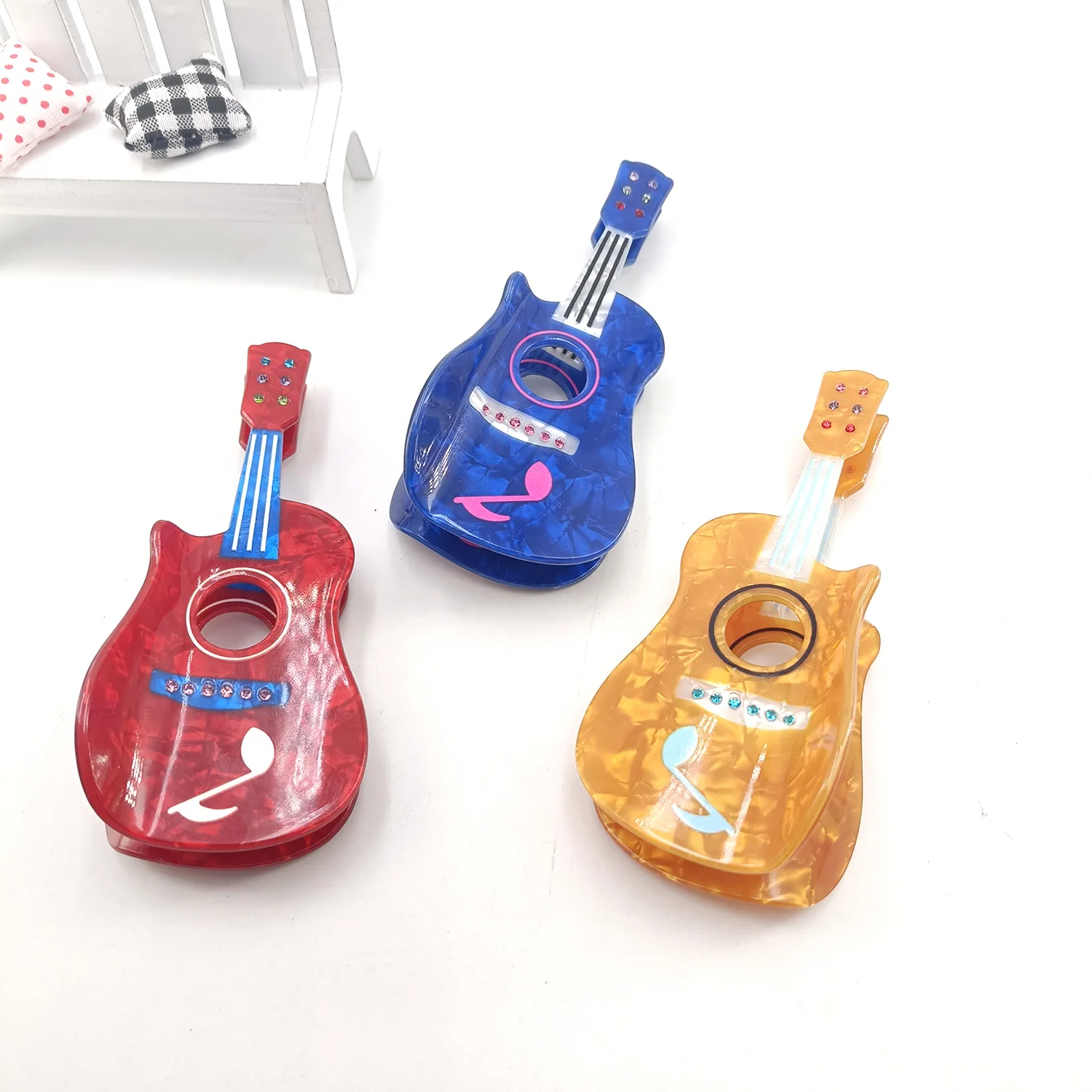 Gitarre Violine Haarspange Musik Festival Gitarre Haarklammer Starker Halt Modische Haarspangen Brötchen Zöpfe Pferdeschwanz Haarspangen – Detail 2