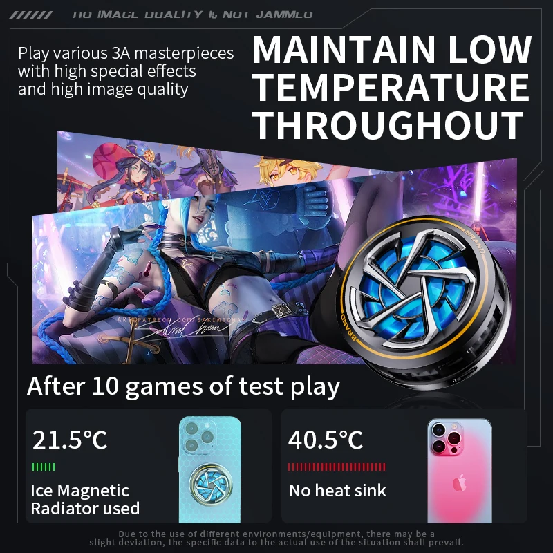 DY18 Magnetic Mobile Phone Silent Semiconductor Refrigeration Cooling Fan Radiator for iPhone Android Universal PUBG Game Cooler