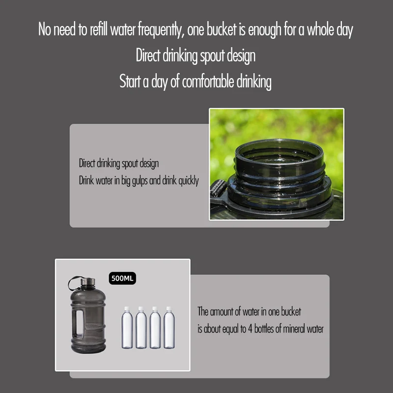 Water Bottle Sports Water Bottle Sports Bottle 2L Large Capacity Water Bottle Sports Fitness Training Beverage Bottle Handle Outdoor Sports Drinking