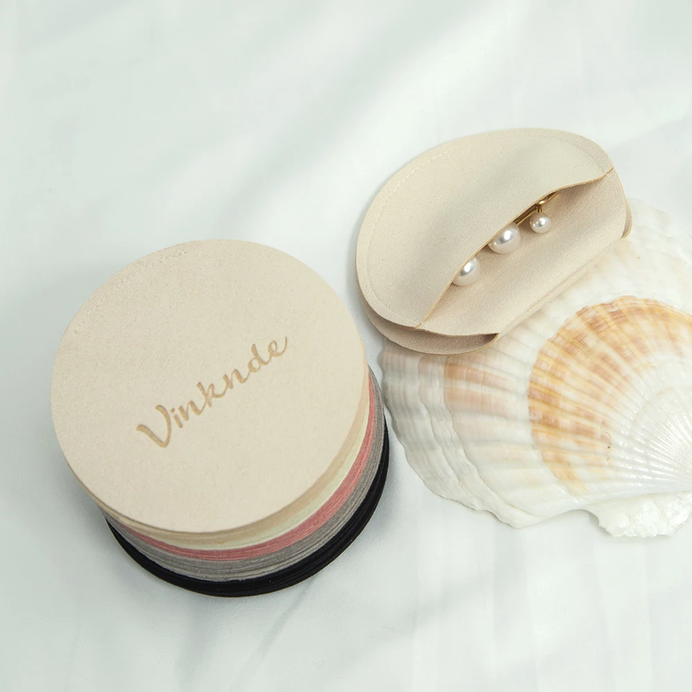 100 Stück Runde Mikrofaser-Schmuckbeutel mit Eigenem Logo für Ringe, Ohrringe, Anhänger, Halsketten, Samtbeutel, Geburtstagsgeschenkbox, Verpackungsorganizer – Detail 8