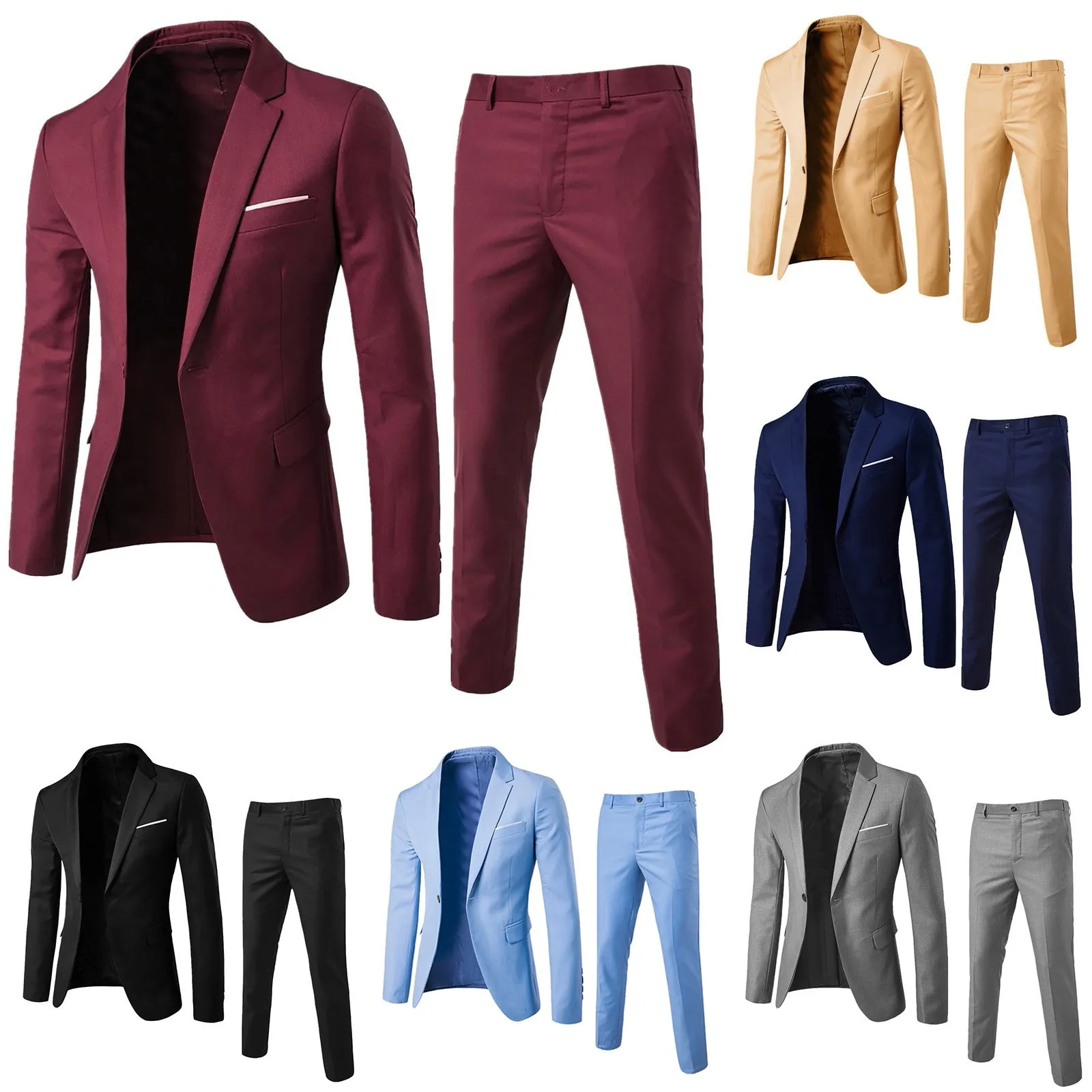 Men 2 Pieces Blazers Sets Wedding Suits Formal Business Jackets Vest Pants Coats