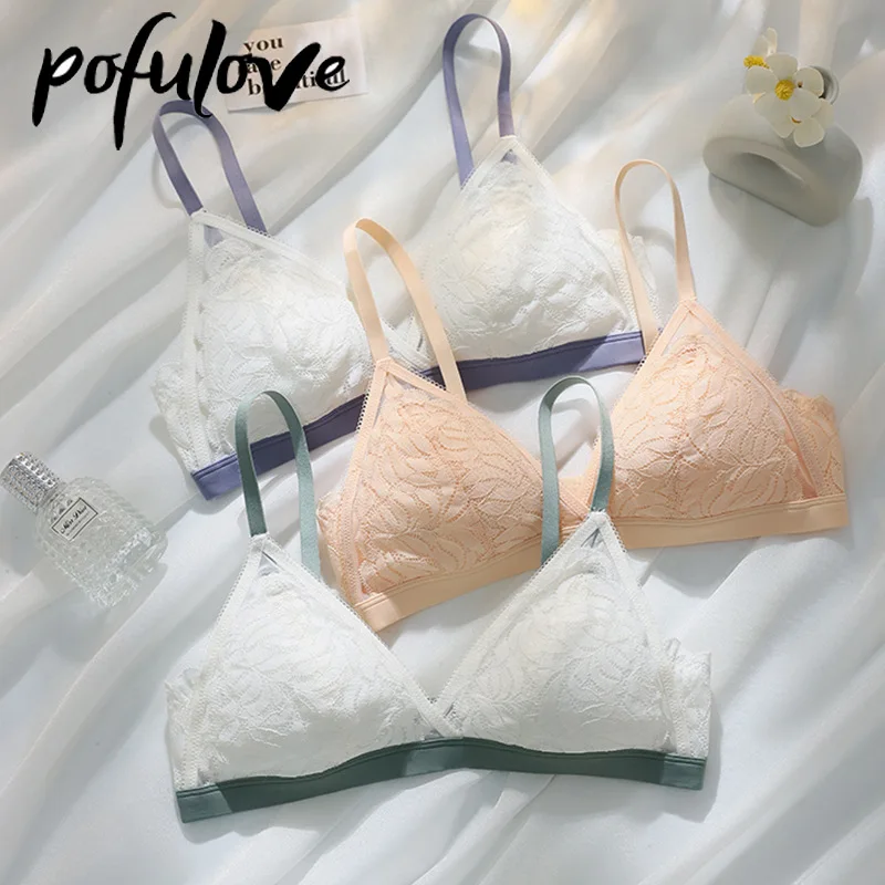 

Triangle Cup Bra Set Underwear Women Underwire Thin Bra Beautiful Back Lace Drop Shipping Wholesale