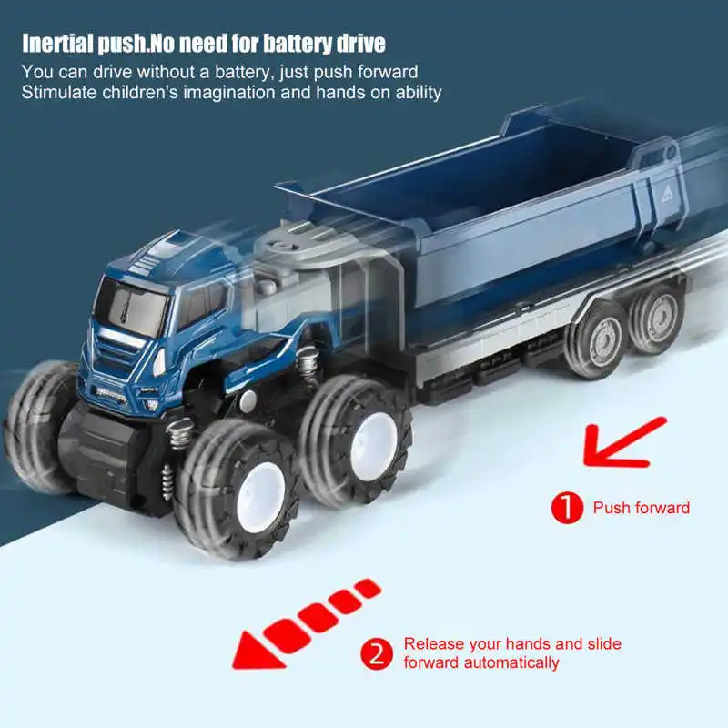 Children ABS Plastic Car Toy Four Drive Inertial Alloy Transport Trailer Engineering Freight Vehicle Toy Educational Gifts simulation plastic die casting 1 87 train freight electric toy model educational toys for boys and children collection gift