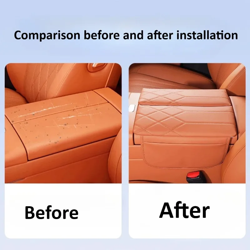 For AITO 8 M8 Car Center Console Armrest Box Protective Pad Leather Heightening Pad Cushion w/ Storage Bag Protector Accessories detail image 5