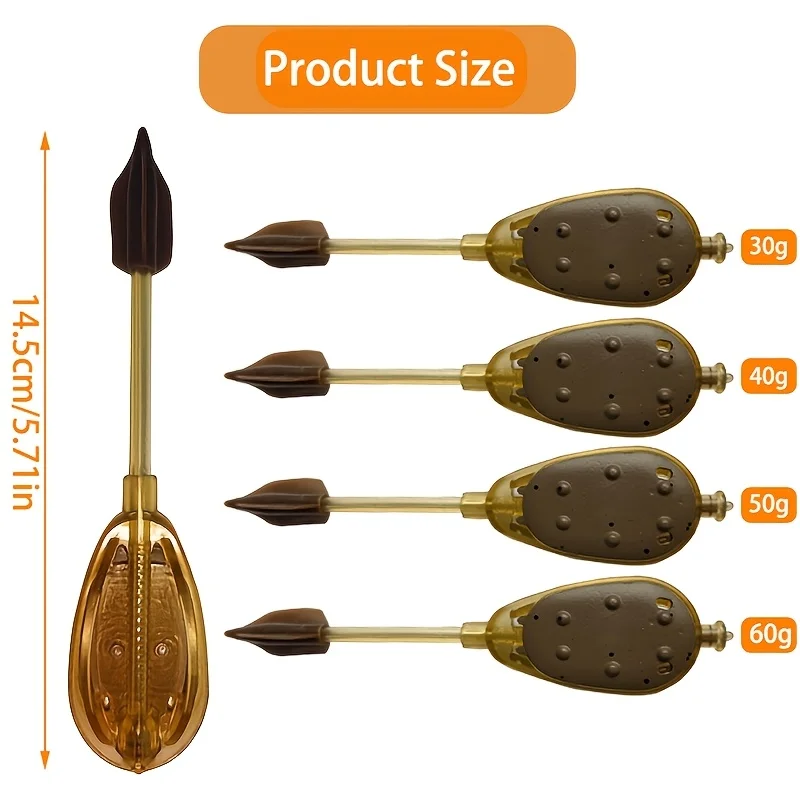 1pc/2pcs/4pcs 잉어 낚시 피더, 긴 캐스트 피더에 적합한 긴 핸들, 30g/40g/50g/60g 빠른 리드 변경 장치