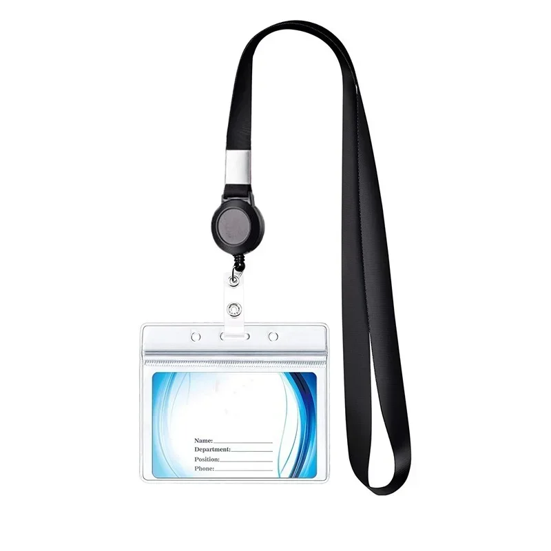 1pc Transparent Staff ID Work Card Cover with Lanyard Exhibition Name Badge Holder Neck Strap Pass Access Bus Card Sleeve Case 3
